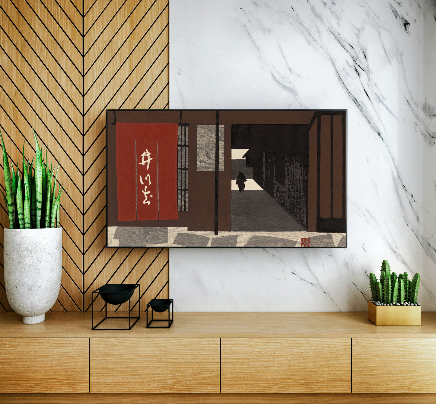 Japanese Art Ukiyo-e Frame TV 4K Artwork | Gion in Kyoto B