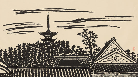 Japanese Art Ukiyo-e Frame TV 4K Artwork | Palace of the West Pagoda of Nara Yakushiji